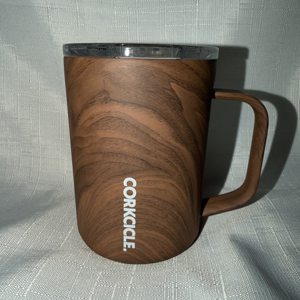 CORKCICLE Stainless Steel Brown Woodgrain Insulated Mug Coffee Tea 16 Oz Travel